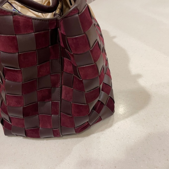 Tory Burch Burgundy and Brown Woven Satchel - Picture 4 of 5